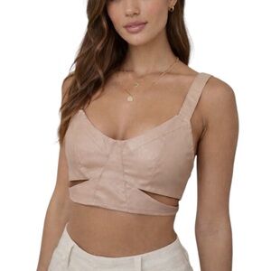 Zara Nude Pink Faux Leather Top